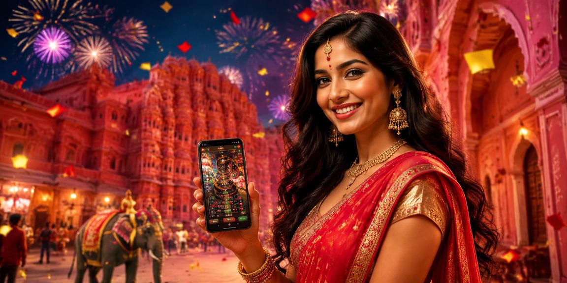 Mobile casino user playing with a red and gold theme in Jaipur